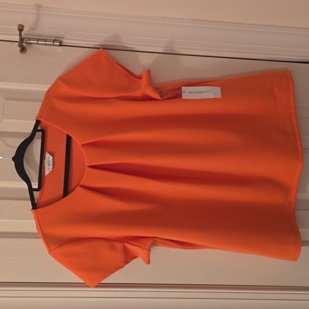 LIZ CLAIBORNE BRAND WOMEN'S CORAL SHORT SLEEVES DRESSY PULLOVER TOP SIZE XL
